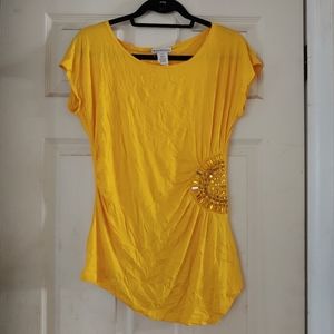 Bleeker & McDougal Yellow Embellished Knit Top